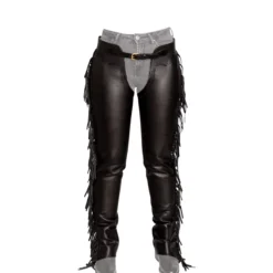 Chaps, Longchaps, Kunstlederchaps, mit Fransen