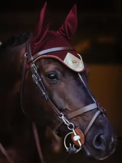 Fliegenhaube Crystal Merlot Gold, Fliegenmütze, Fliegenohren
