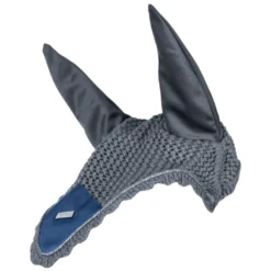 Fliegenhaube Metallic Blue, Fliegenmütze, Fliegenohren