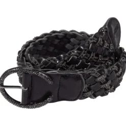 Gürtel Damen Braided Belt Stone, Flechtgürtel, Glitzer