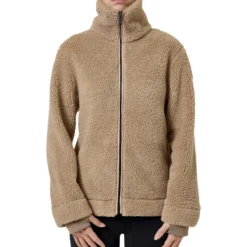 Jacke Damen Teddy Fleece Sand, Fleecejacke