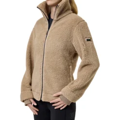 Jacke Damen Teddy Fleece Sand, Fleecejacke