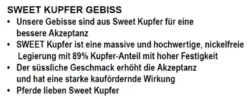 Kandare Sweet Copper, kurze Anzüge