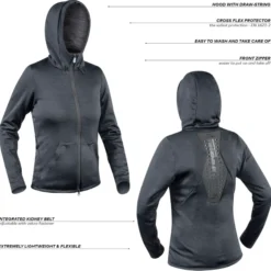Rückenschutzjacke Damen, Hoodie, Rückenprotektor, Sweatjacke