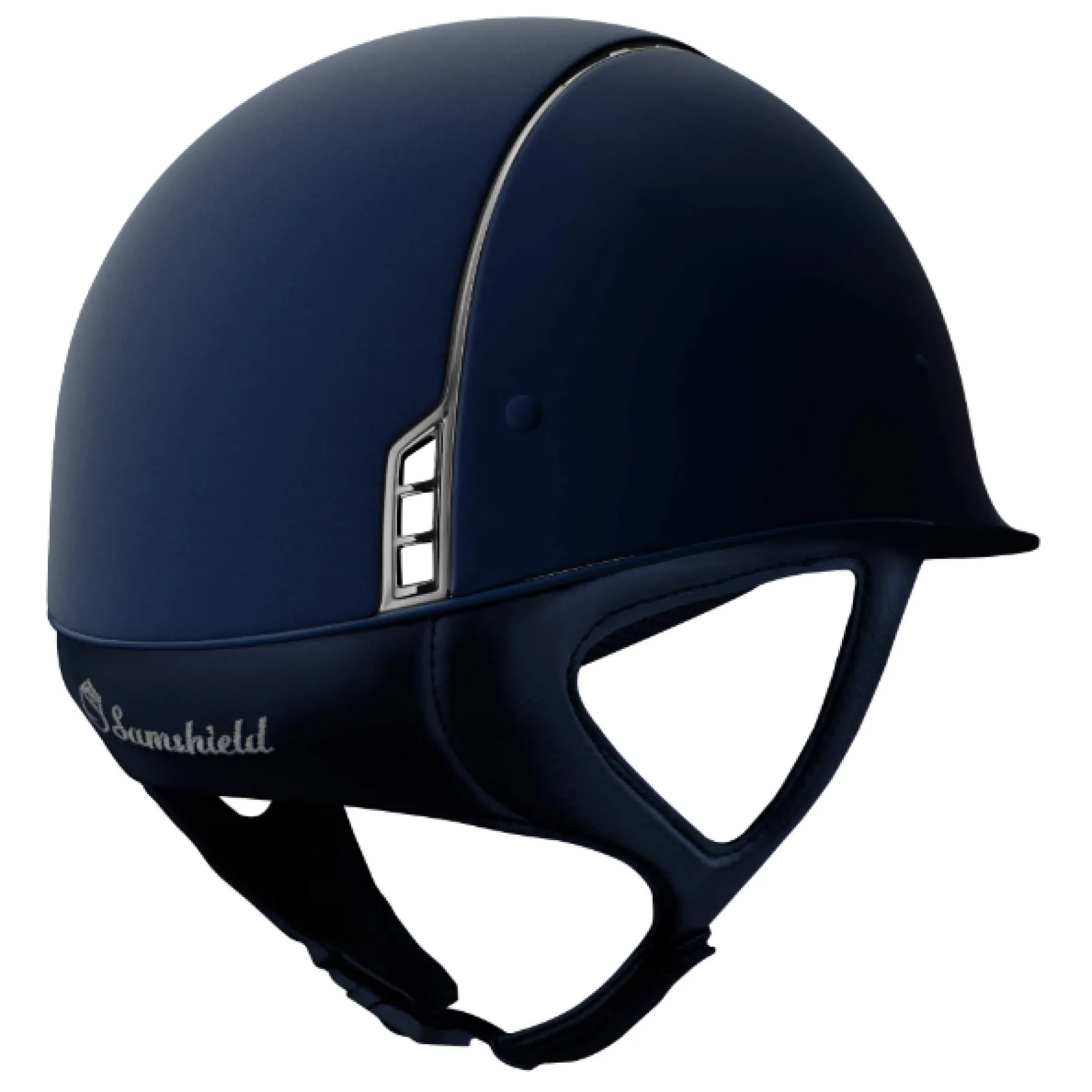 Reithelm Classic Shadowmatt, Trim Titanium, Blason Black Chrome, mit Dressurausschnitt