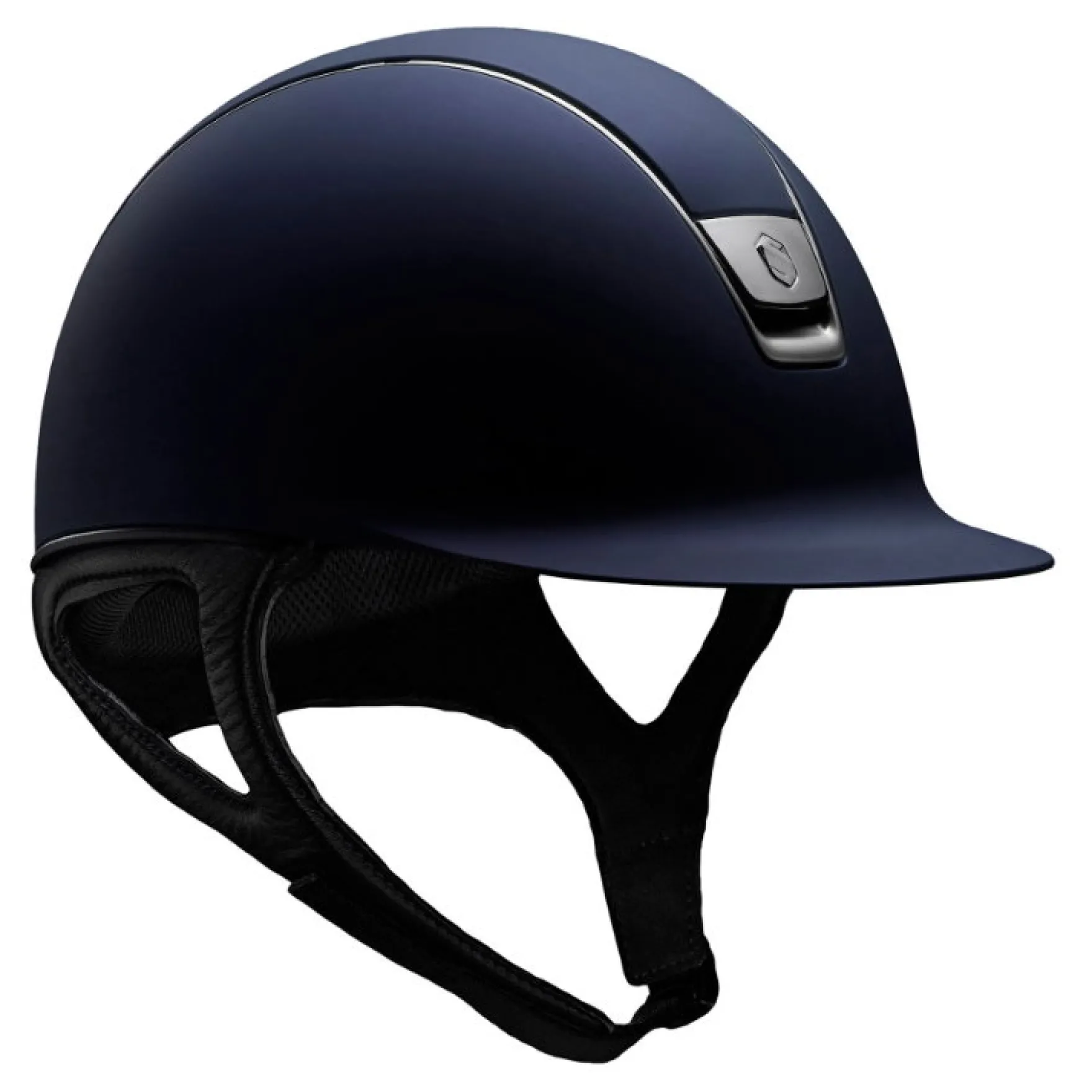 Reithelm Classic Shadowmatt, Trim Titanium, Blason Black Chrome, mit Dressurausschnitt