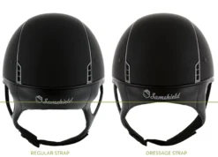 Reithelm Classic Shadowmatt, Trim Titanium, Blason Black Chrome, mit Dressurausschnitt