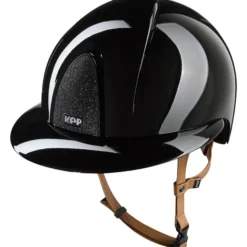 Reithelm Smart NOVA Metal Polish Star mit Polo-Schirm mit Beigen Kinnriemen