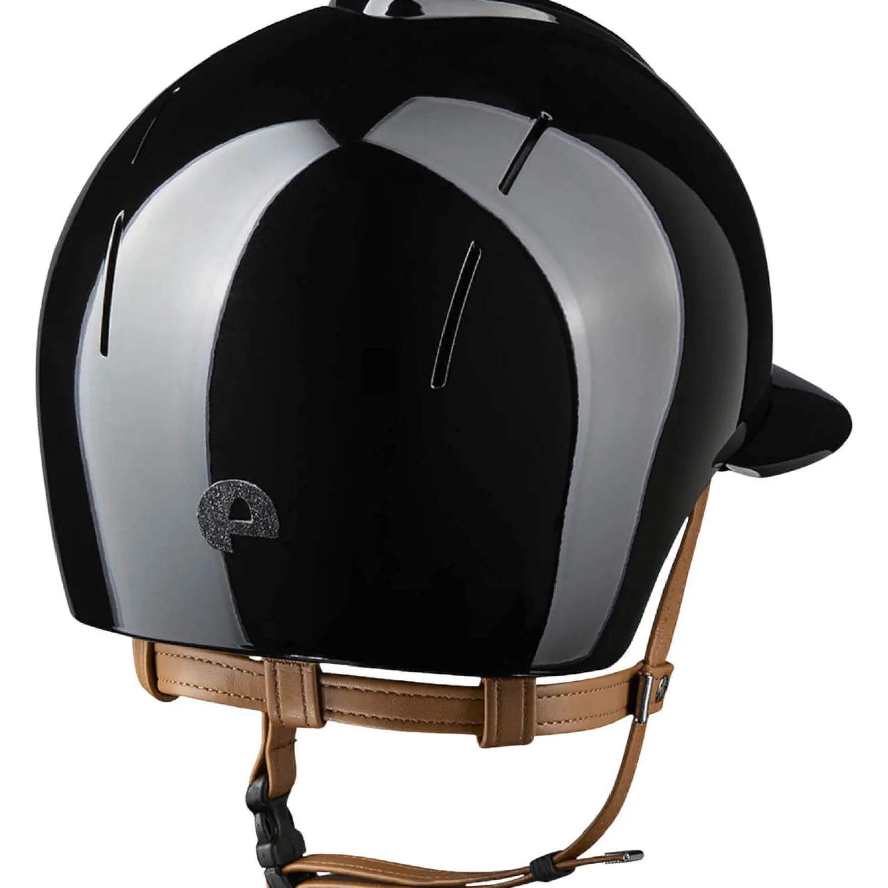 Reithelm Smart NOVA Metal Polish Star mit Polo-Schirm mit Beigen Kinnriemen