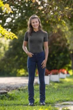 Reithose Damen Basic Plus, Jodhpur, Vollbesatz, Lederbesatz, Kunstleder