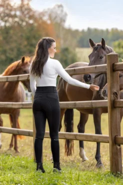 Reithose Damen High Waist, Vollbesatz, Full-Grip