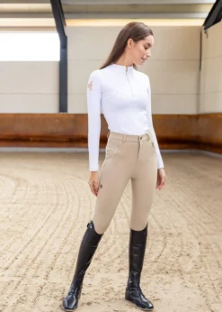 Reithose Damen Winter Geo, Vollbesatz, Full-Grip, Winterreithose, High Waist