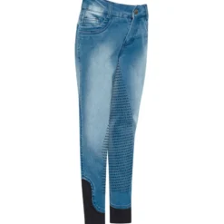 Reithose Kinder IRHDonny HW25, Vollbesatz, Jeansreithose