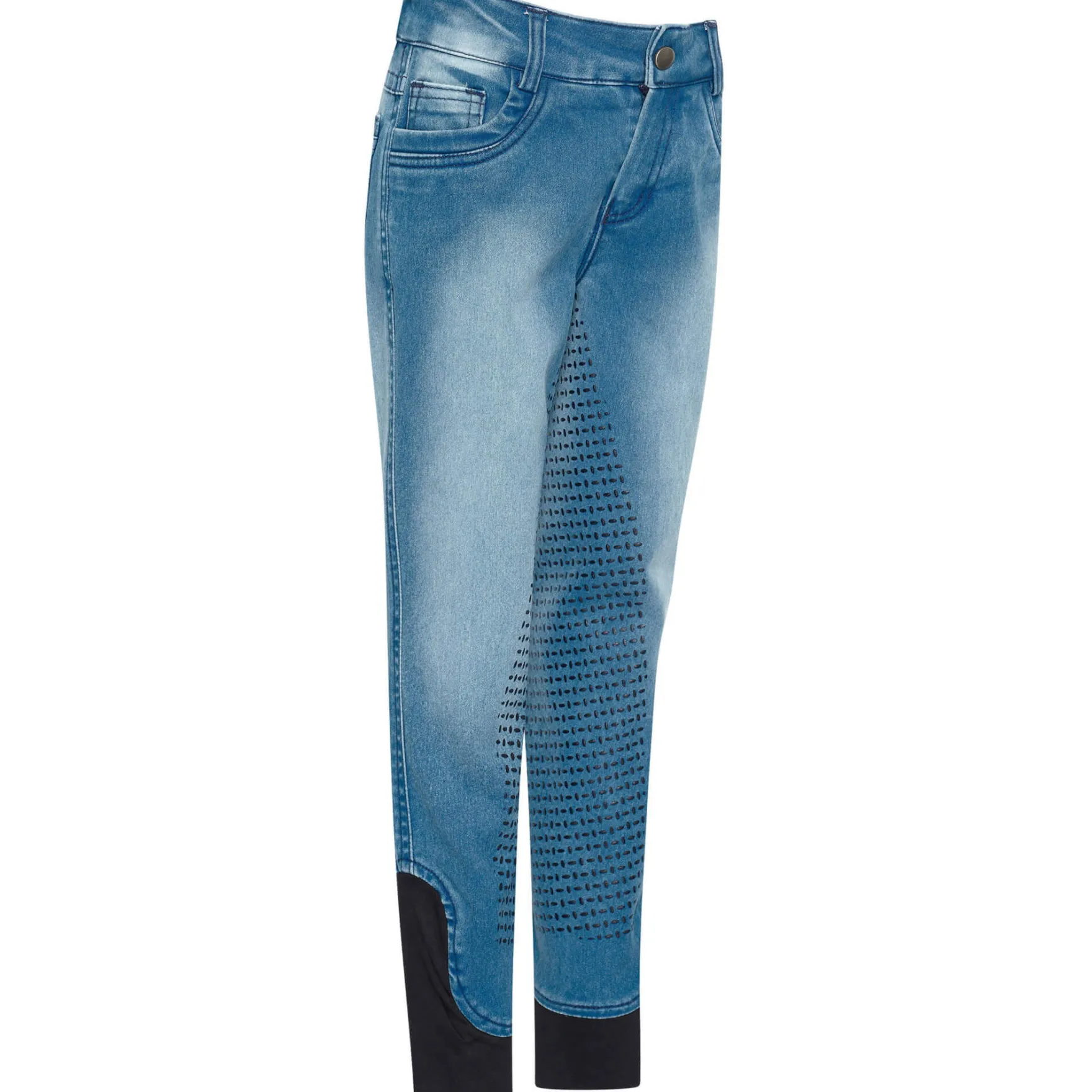 Reithose Kinder IRHDonny HW25, Vollbesatz, Jeansreithose