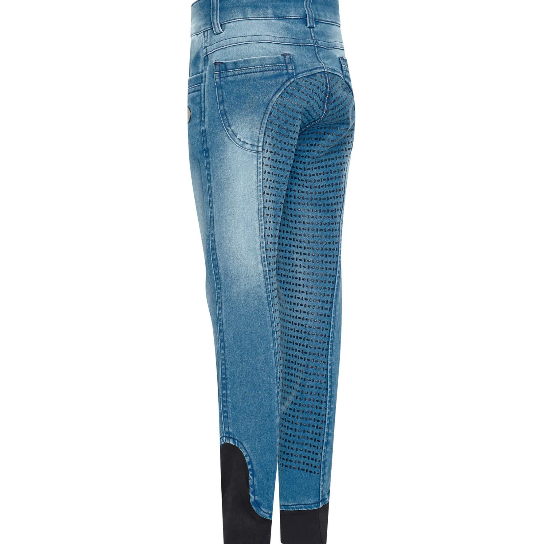 Reithose Kinder IRHDonny HW25, Vollbesatz, Jeansreithose