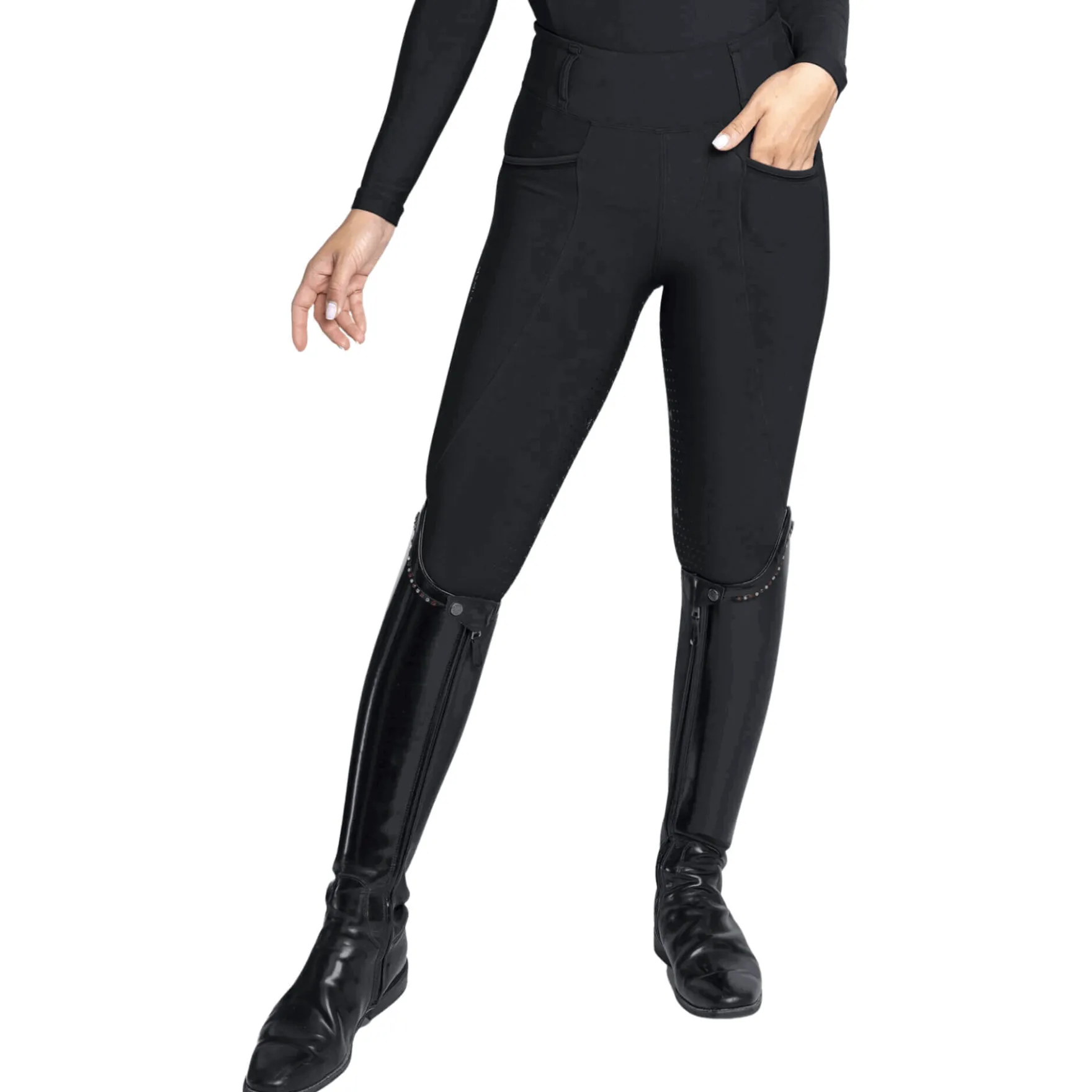Reitleggings Damen Pro, Vollbesatz, Full-Grip, High Waist