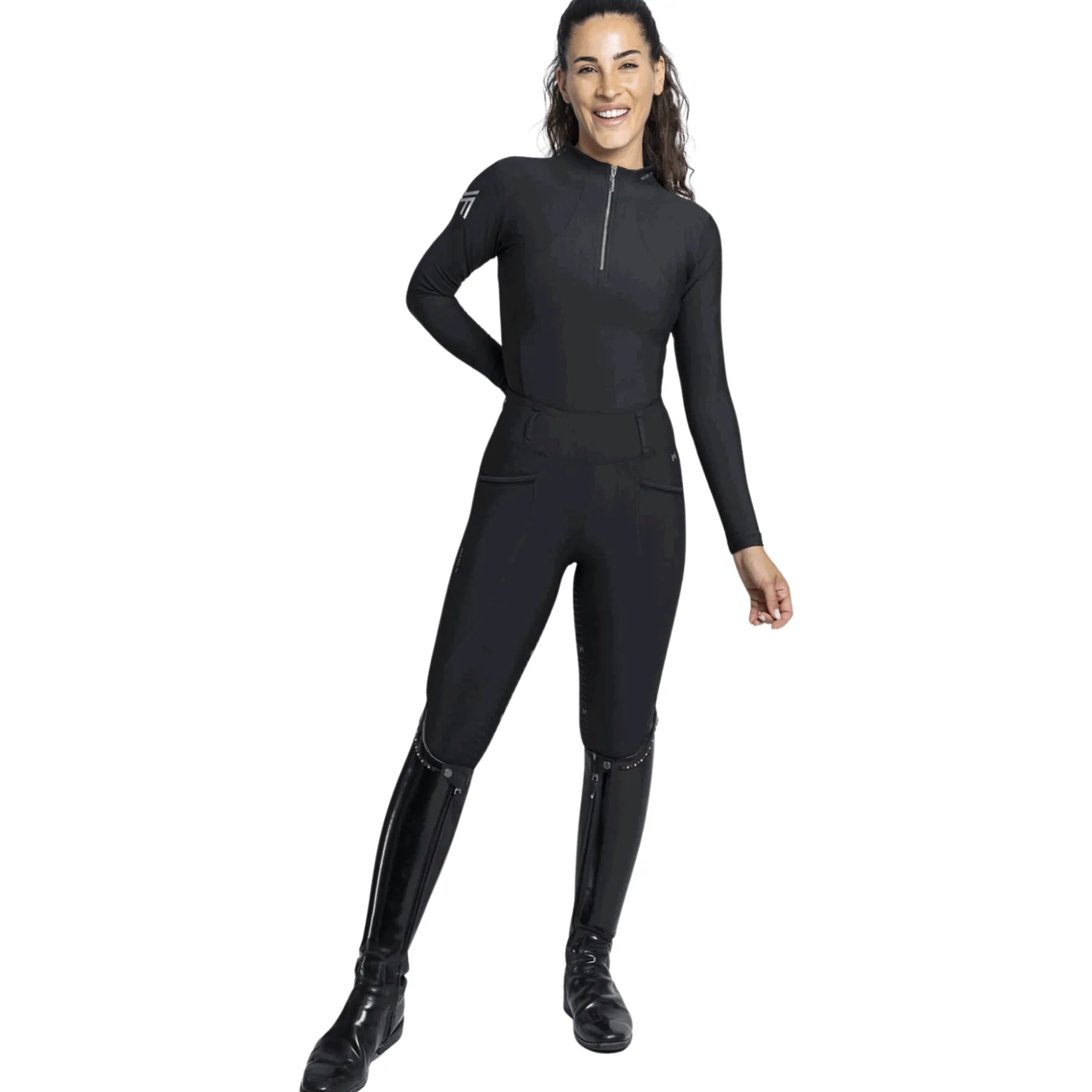 Reitleggings Damen Pro, Vollbesatz, Full-Grip, High Waist