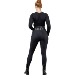 Reitleggings Damen Reggings R1 High Waist Winter, Kniebesatz, Knee-Grip