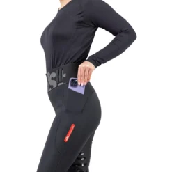 Reitleggings Damen Reggings R1 High Waist Winter, Kniebesatz, Knee-Grip