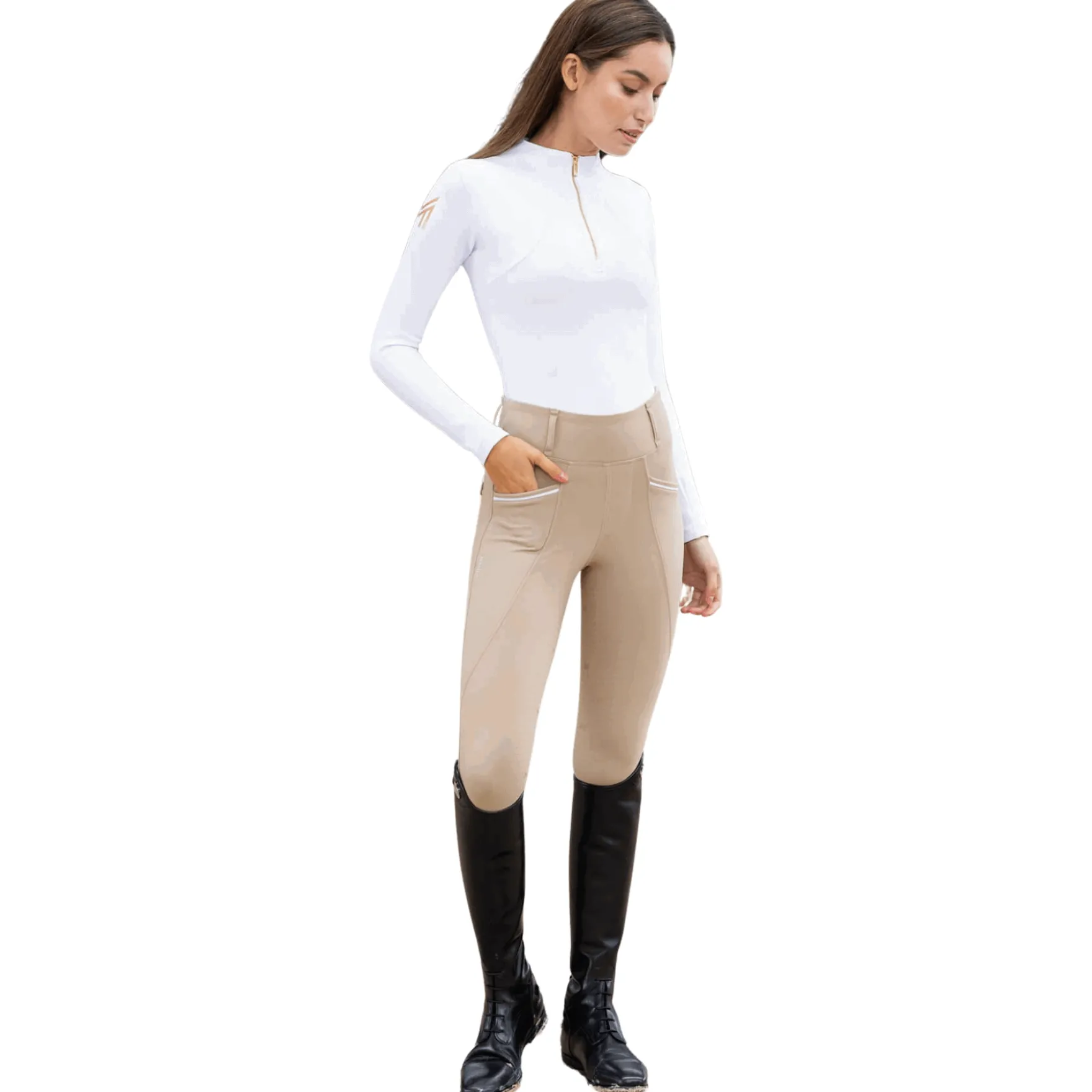 Reitleggings Damen Winter Pro, Winterreitleggings, Vollbesatz, Full-Grip