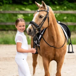 Reitleggings Kinder Kae Junior, Turnierreitleggings, Teilbesatz, Half-Grip