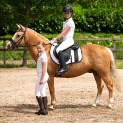 Reitleggings Kinder Kae Junior, Turnierreitleggings, Teilbesatz, Half-Grip