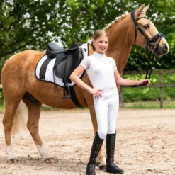 Reitleggings Kinder Kae Junior, Turnierreitleggings, Teilbesatz, Half-Grip