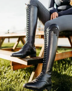 Reitstiefel Damen Hailey Adult, Lederreitstiefel, Schwarz
