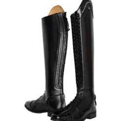 Reitstiefel Damen IRHOlania, Dressur, Lederreitstiefel, Schwarz-Schwarz Kroko