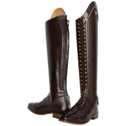 Reitstiefel Damen IRHOlania, Dressur, Lederreitstiefel, Braun-Braun Kroko
