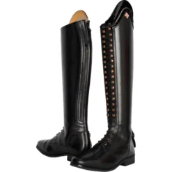 Reitstiefel Damen IRHOlania, Dressur, Lederreitstiefel, Schwarz Lack-Rose