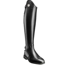 Reitstiefel Damen Marilyn mit Budapester Lochmuster, Lederreitstiefel, Schwarz