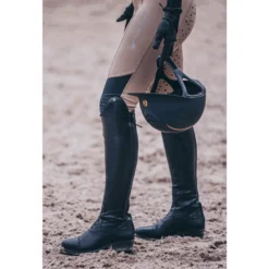 Reitstiefel Damen Nova Tall Vegan, Lederimitat, Schwarz