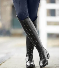 Reitstiefel Damen Portland Polo, mit Schnürung, Schwarz