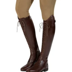 Reitstiefel Elegant Lace Standard, mit Schnürung, Lederreitstiefel, Damen, Herren, Braun