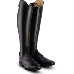 Reitstiefel Italo 02, Lederreitstiefel, Damen, Herren, Smooth Black