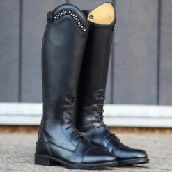 Reitstiefel Mädchen Jaimy Junior, Lederreitstiefel, Schwarz