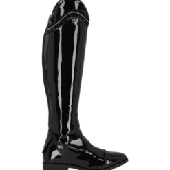 Reitstiefel Mädchen Lamira Junior, Lederreitstiefel, Lack, Schwarz