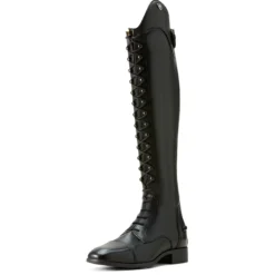 Reitstiefel Palisade Lace, Damen, Lederreitstiefel, Schwarz/Schwarz Saffiano