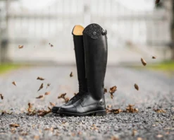 Reitstiefel Romy Junior, Lederreitstiefel, Mädchen, Damen, Schwarz