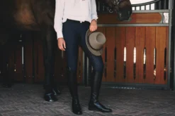 Reitstiefel Slim mit Schnürung, Lederreitstiefel, Damen, Herren, schwarz