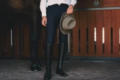 Reitstiefel Slim mit Schnürung, Lederreitstiefel, Damen, Herren, schwarz