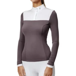 Turniershirt Damen Fine Line White Dark Violet, langarm
