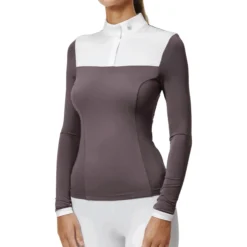 Turniershirt Damen Fine Line White Dark Violet, langarm