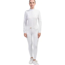 Turniershirt Damen Julia Crystal Leaf HW23, Turnierbluse, langarm