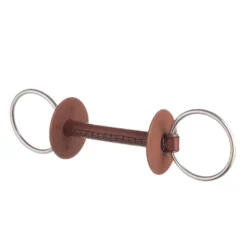 Wassertrense mit Lederstange, Ring 6 cm, Gebiss