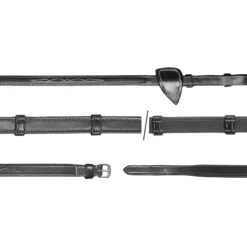 Zügel Jagdzügel mit 7 Lederstegen, US-Kollektion, 16 mm